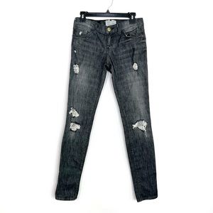 CURRENT/ELLIOTT The Skinny Light Black Destroyed Denim size 26